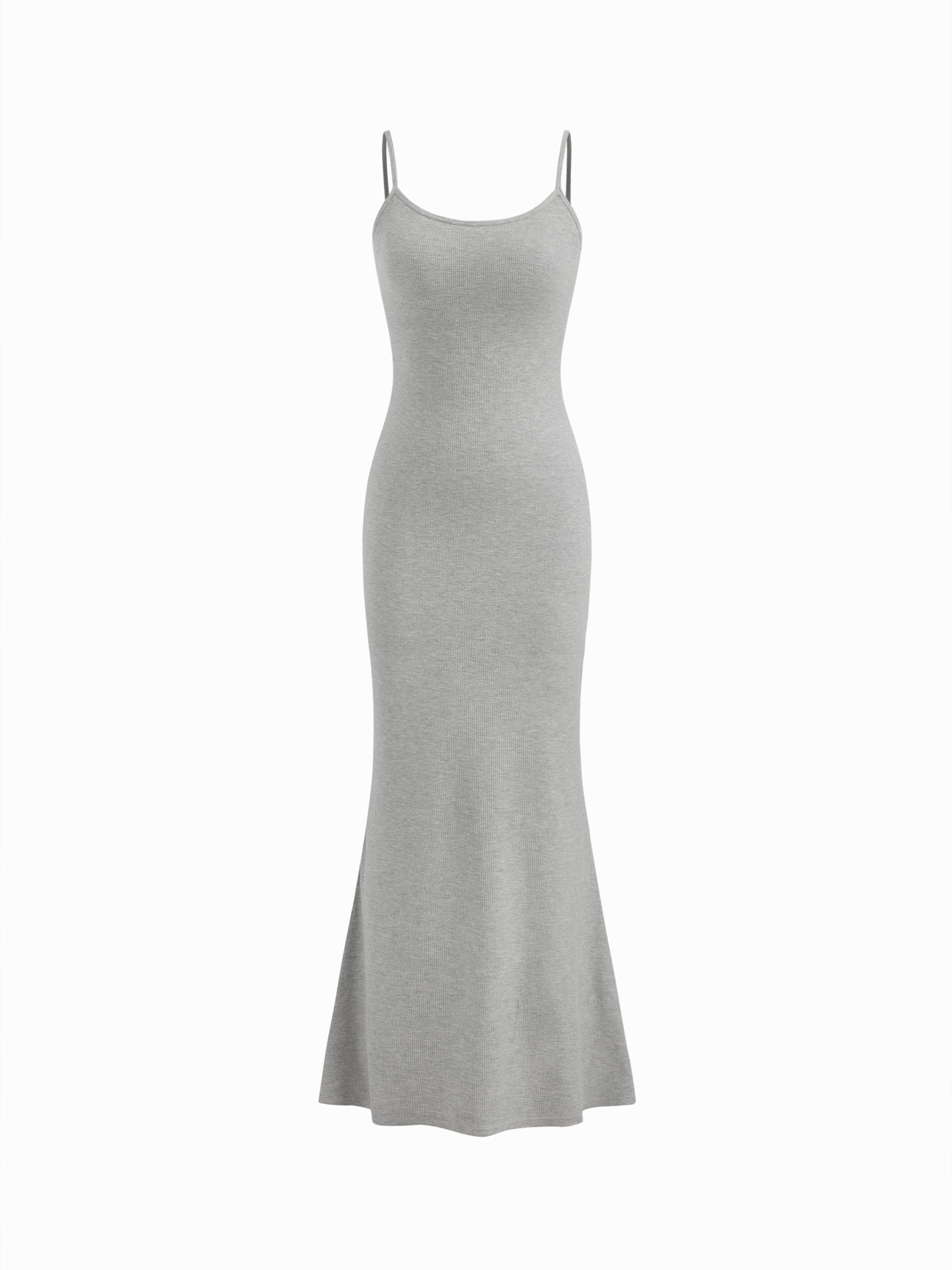 grey spaghetti strap maxi dress Spaghetti Strap Maxi Dress with Bra Pads and Shapewear vinova