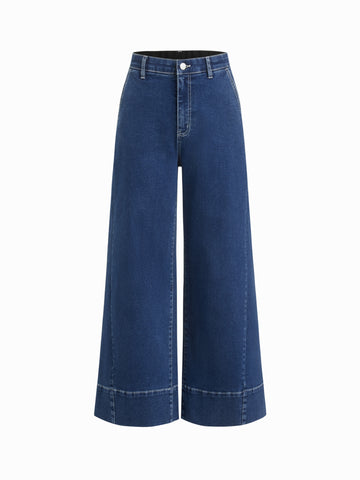 Denim High Waist Wide Leg Pocket Jeans