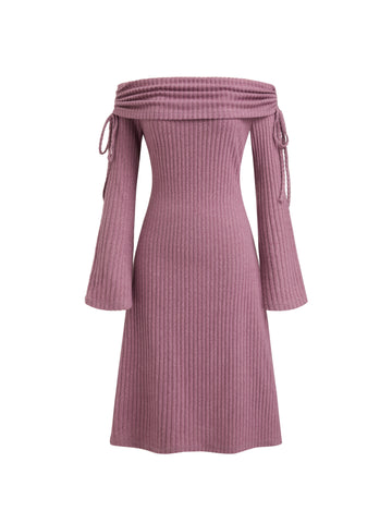 Off Shoulder Knitted Sweater Dress