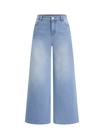 Fleece-lined Wide Leg High-stretch Jeans