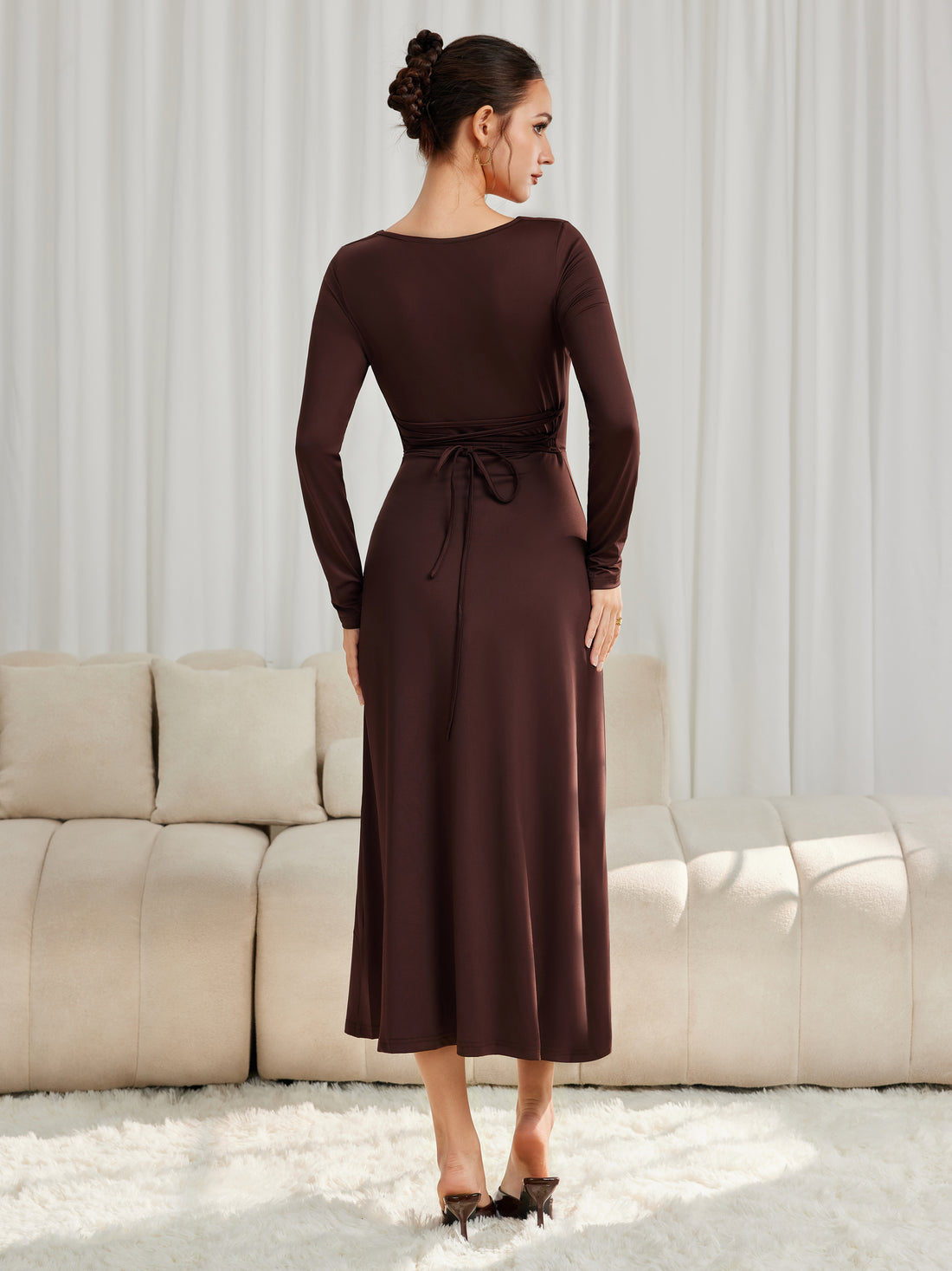 Cowl Neck High Stretch Maxi Dress with Modesty Panel