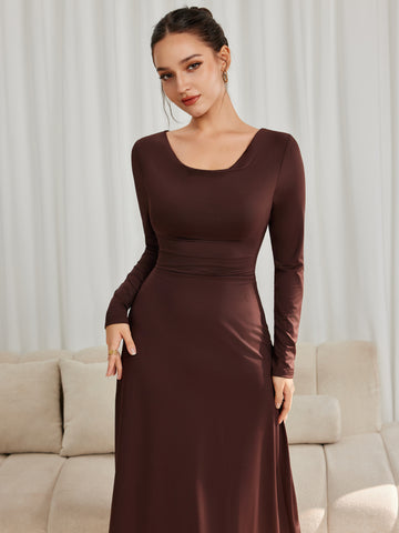 Cowl Neck High Stretch Maxi Dress with Modesty Panel