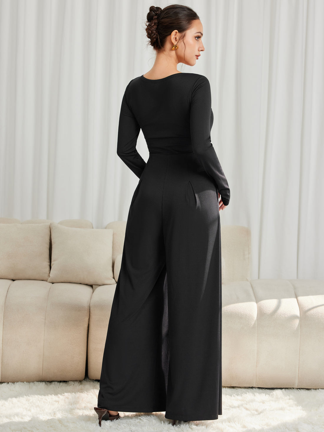 High-stretch Jumpsuit with Built-in Bra and Thumb Holes