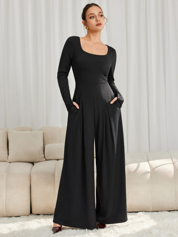High-stretch Jumpsuit with Built-in Bra and Thumb Holes