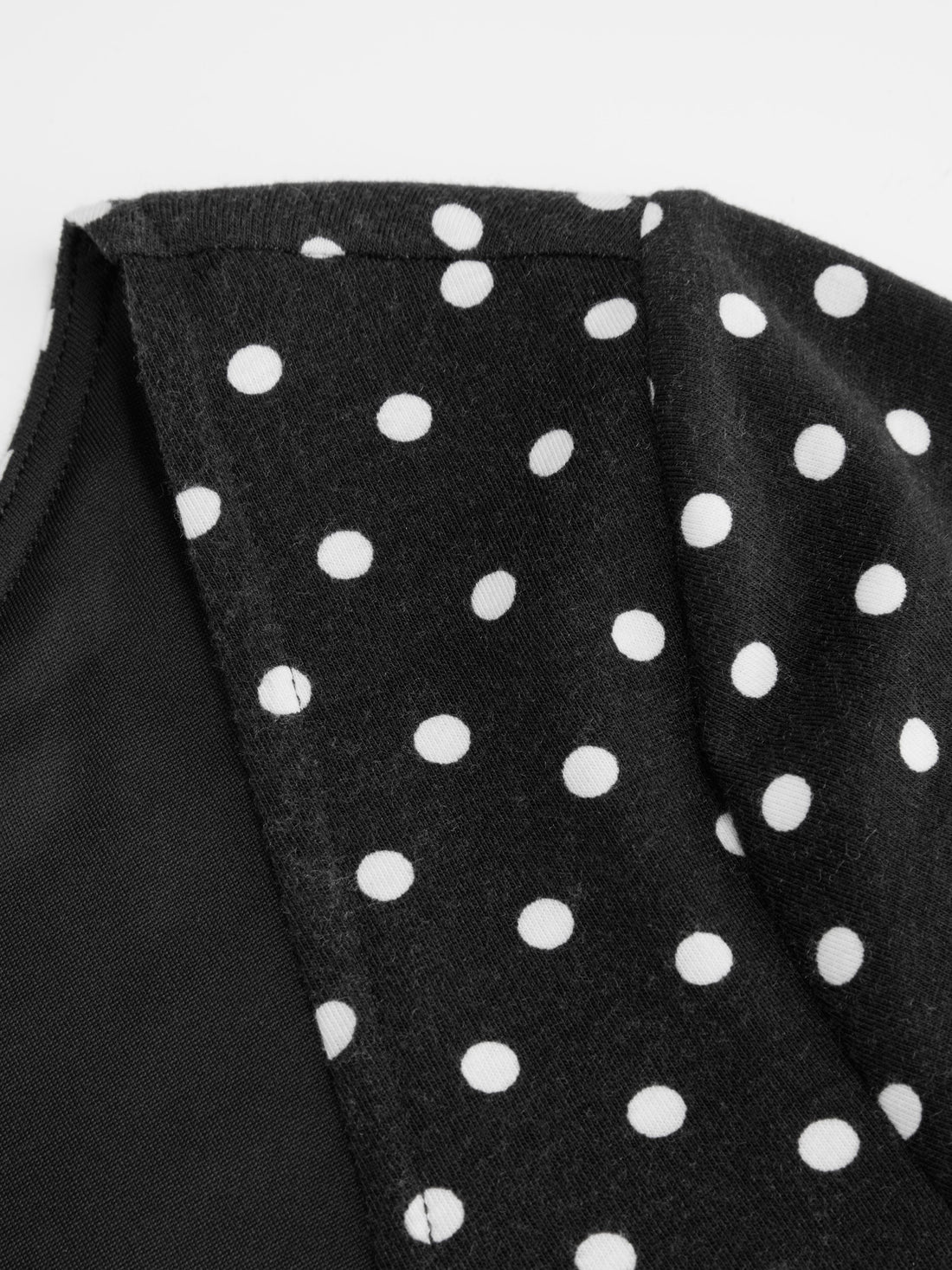 Polka Dot Long Sleeve Back Tie Reversible Midi Dress with Pockets