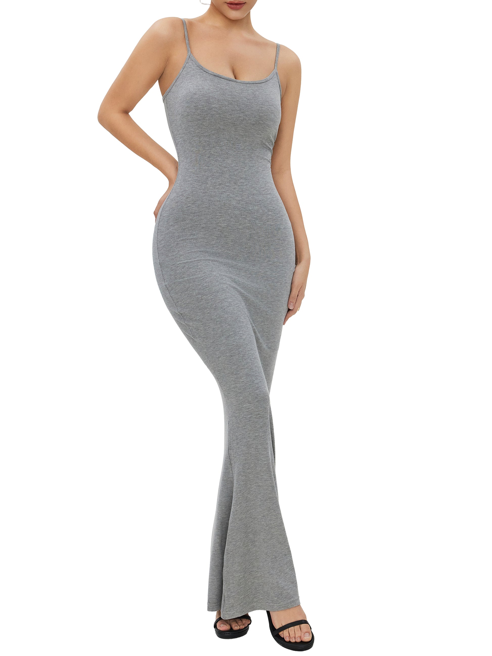 Spaghetti Strap Maxi Dress with Bra Pads and Shapewear vinova Spaghetti Strap Maxi Dress with Bra Pads and Shapewear vinova