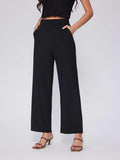 Vinova Womens Wide Straight Leg Pants Stretchy Summer High Waisted Casual Lounge Pants with Pockets