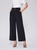Vinova Womens Wide Straight Leg Pants Buttoned Stretchy High Waisted Business Casual Pants with Pockets