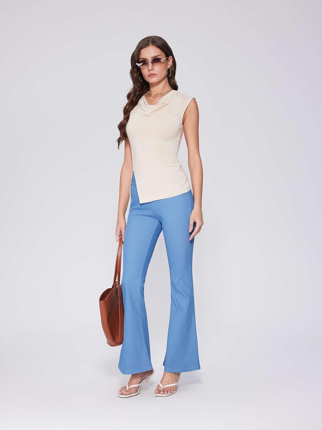 Vinova Tank Tops for Women Cowl Neck Side Split Hem Sleeveless Going Out Tops Casual Summer Vacation Outfits 2025