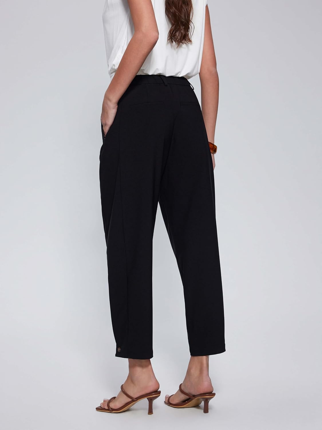 Vinova Womens Barrel Pants Stretchy High Waisted Wide Leg Work Pants Business Casual Outfits 2025