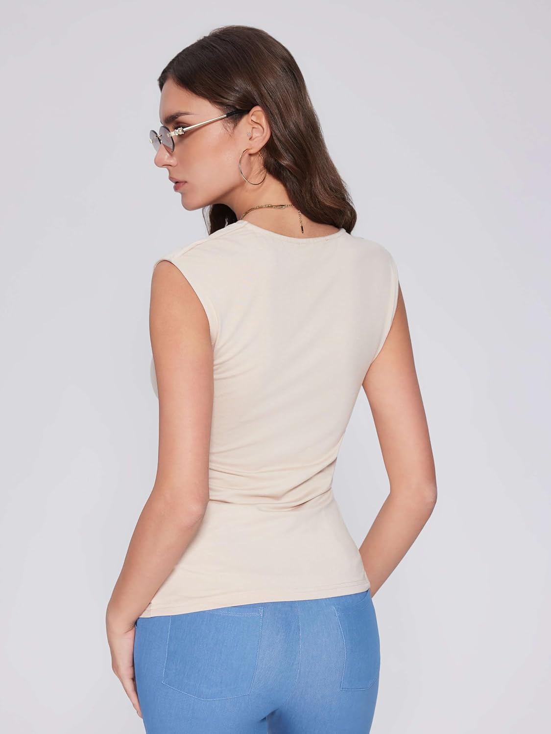 Vinova Tank Tops for Women Cowl Neck Side Split Hem Sleeveless Going Out Tops Casual Summer Vacation Outfits 2025