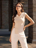 Vinova Tank Tops for Women Cowl Neck Side Split Hem Sleeveless Going Out Tops Casual Summer Vacation Outfits 2025