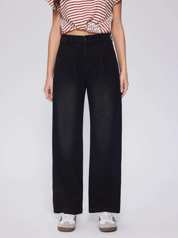 Vinova Womens Wide Leg Baggy Jeans Stretchy Pleated High Waisted Denim Pants Trouser Jeans