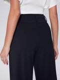 Vinova Womens Wide Straight Leg Pants Buttoned Stretchy High Waisted Business Casual Pants with Pockets