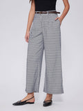 Vinova Womens Wide Straight Leg Pants Summer Plaid Pleated High Waisted Casual Work Pants