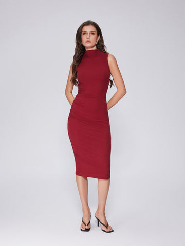 Summer Mock Neck Bodycon Midi Dresses
