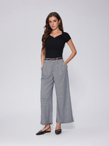 Checkered Wide-Leg Trousers