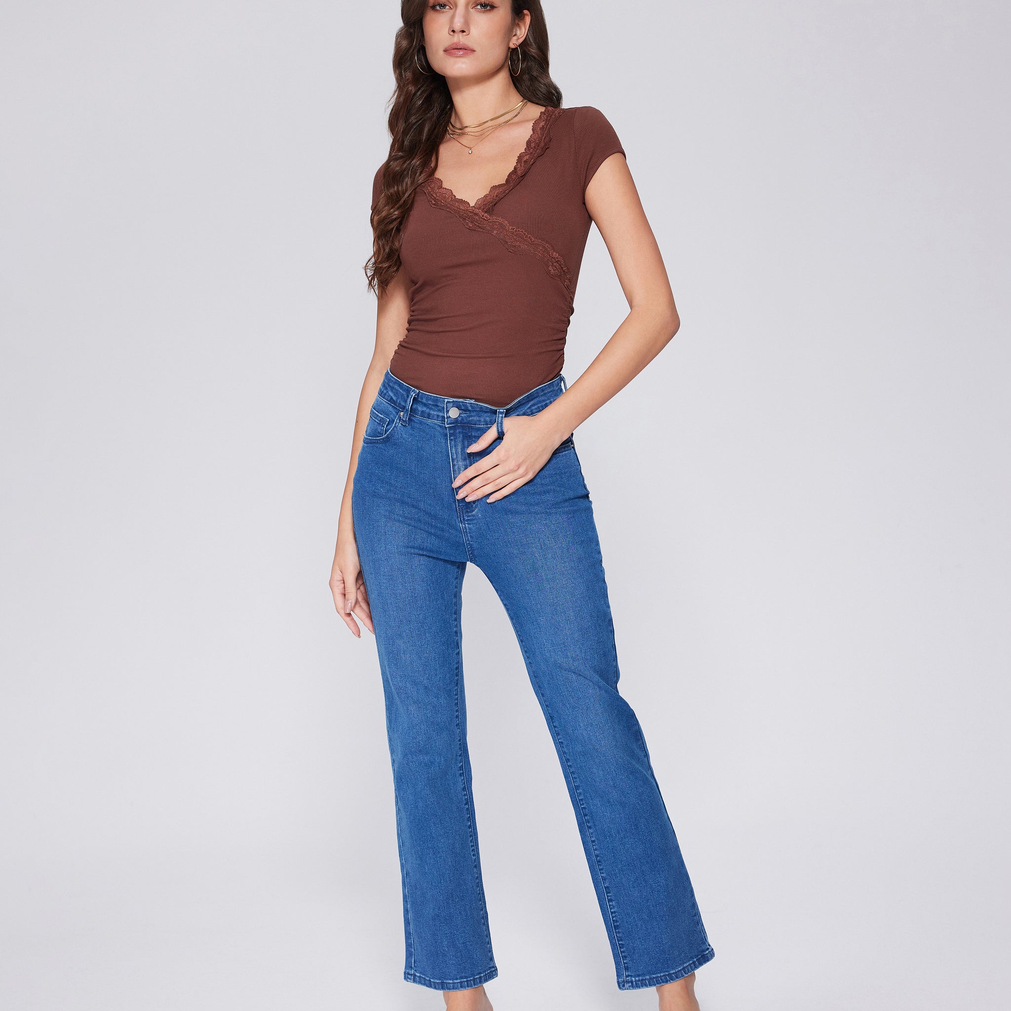 High-Waisted Denim Jeans