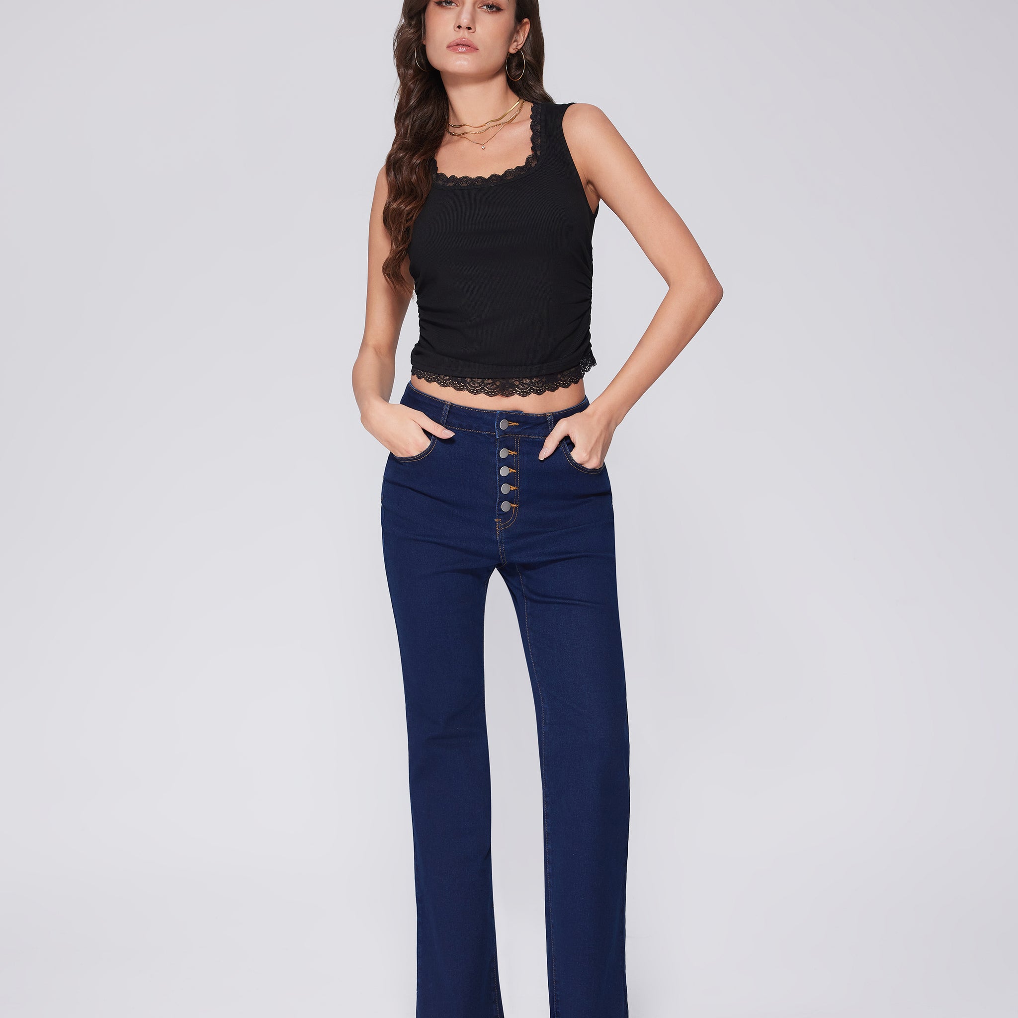 High-Waisted Flared Jeans