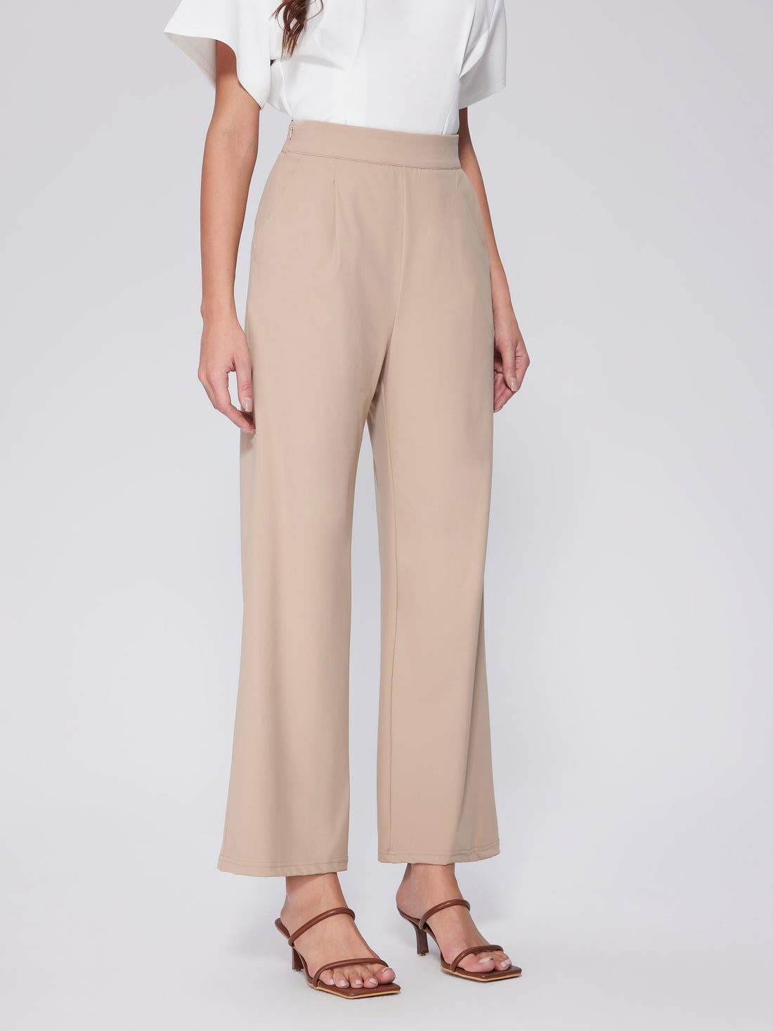 High-Waisted Button Detail Pants