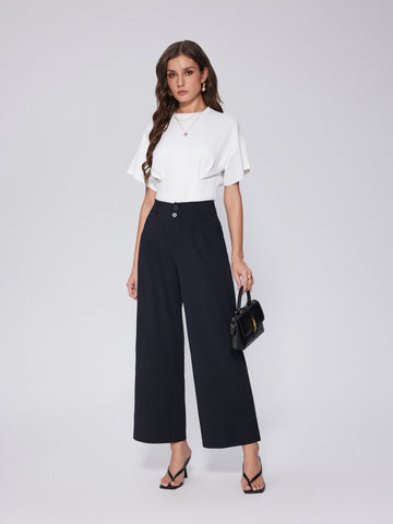 Wide-Leg Button Front Pants