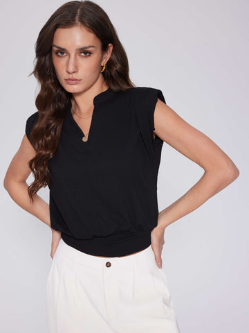 Summer Cap Sleeve V Neck Blouse Dressy Tee