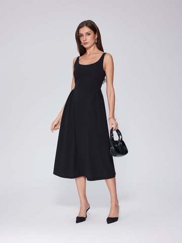 Sleeveless A Line Square Neck Maxi Casual Dress