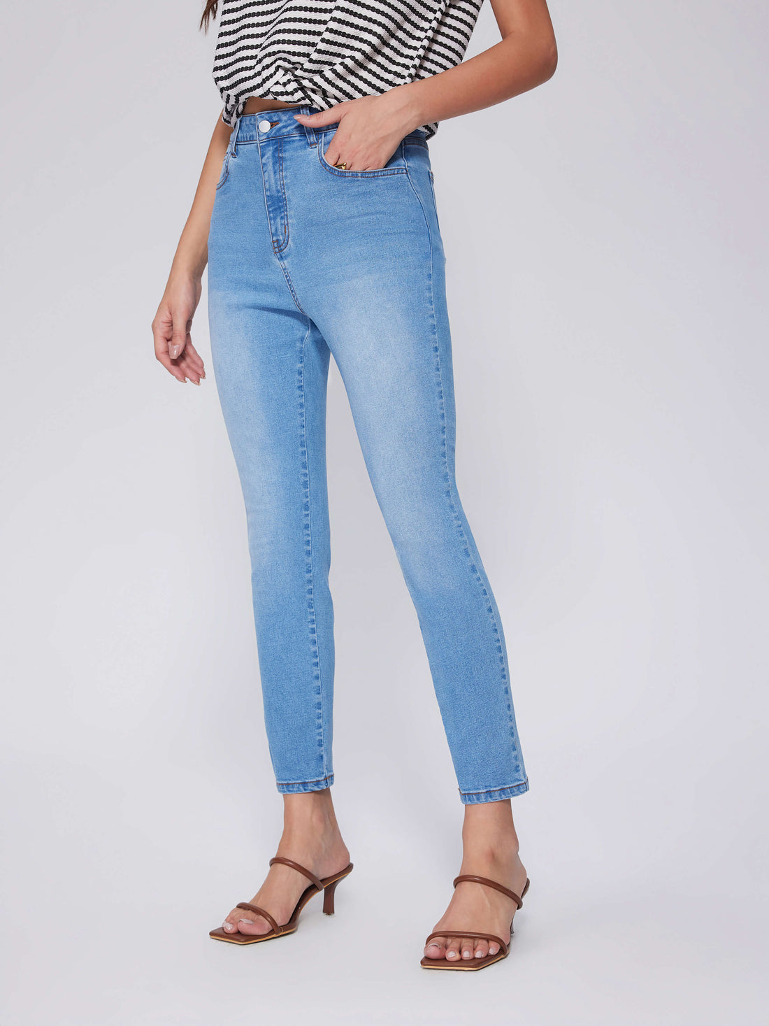 High Waisted Trendy Casual Bottoms Jeans with Pockets