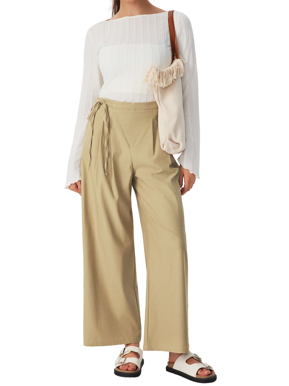 Women's Wide Leg Palazzo Pants High Waist Casual Trousers