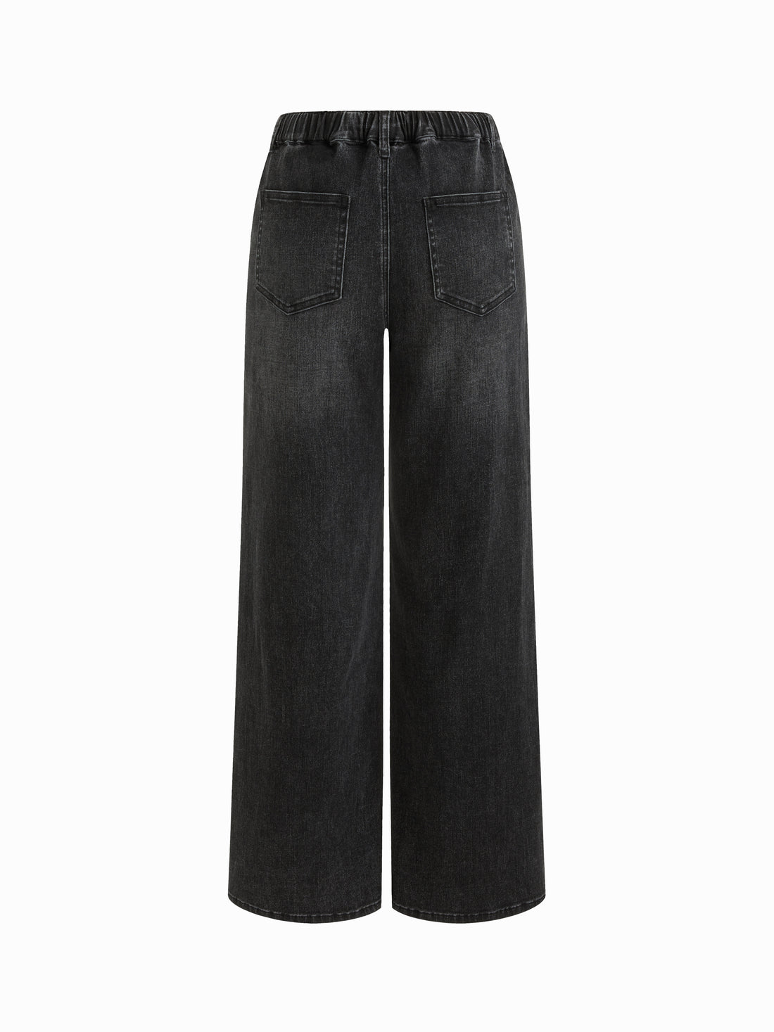 Women's Wide Leg Jeans High Waist Drawstring Black Denim Pants