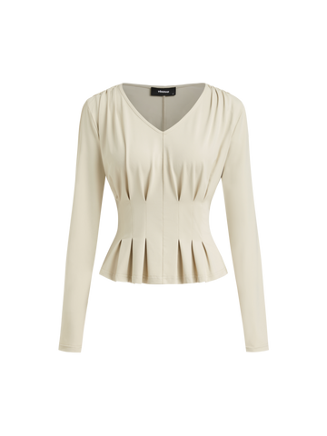 Women's Elegant V Neck Long Sleeve Peplum Blouse Office Work Top