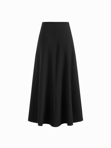 Women's Black A-Line Midi Skirt Elegant Flared Skirt